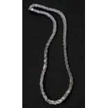 A 9ct white gold flat snake link necklace, with matching bracelet, total weight 11.5 grams.