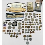 A quantity of circulated imperial and foreign coinage and a small quantity of costume jewellery