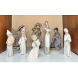 A collection of eight assorted Lladro figures, to include, Chinese In The Market, no. 5172, Japanese