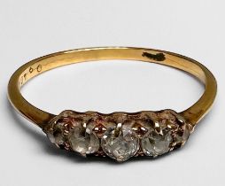 An 18ct gold five-stone ring, set with 5 x round old-cut diamonds, estimated total diamond weight