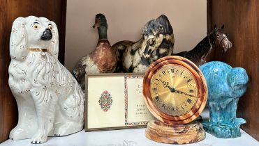A collection of assorted mixed ceramics comprising a David Sharp for Rye pottery model of a bird,