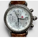 A ladies Michelle CSX Diamond Chronograph quartz wristwatch, model A12471SS, the mother of pearl