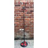 A Mid-Century black and red ‘Atomic’ coat stand, free-standing, in the style of Hago, black metal