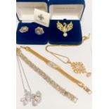 A collection of Camrose & Kross Jackie Kennedy reproduction jewellery, including, a pavé mesh