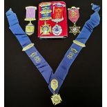 Four various silver-gilt and silver enamel jewels for the Royal Antedeluvian Order of Buffalos,