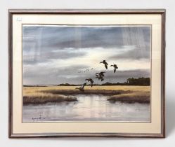 Willie Crockett (American, 20th Century), two large watercolours depicting similar scenes of ducks