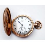 A gold plated full hunter 1920's pocket watch by Limit, Stem winding movement, approximately 50mm in