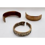 A 9ct gold wedding ring, (broken), and a 9ct gold and paste eternity ring, (broken) total weight 7.4