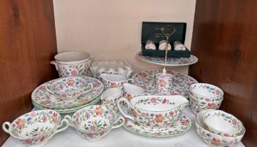 A large Minton Bone China ‘Haddon Hall’ pattern part tea and dinner service, iconic floral