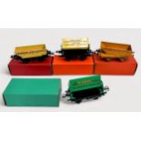 A collection of thirteen Meccano Hornby tinplate ‘O’ gauge wagons, the eight boxed examples