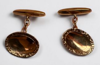 A pair of 9ct gold oval cufflinks, gross weight approximately 5.7g