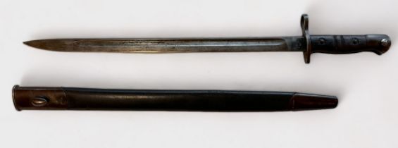 A British WW1 1913 Pattern Rifle Bayonet, with 43cm / 17-inch fullered blade, cross-guard with