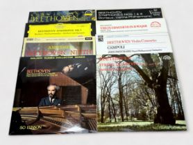 A collection of twenty-three Ludwig van Beethoven compositions on 12" and 10" vinyl LP records,