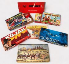 Seven boxed vintage board games, comprising, The Battle of the Little Big Horn, Chartbuster, Robot