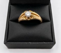 An 18ct yellow gold gents solitaire diamond ring, the round brilliant cut diamond estimated G