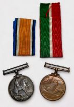 Two WWI medals, a British War Medal and a Mercantile Marine War Medal, both named to Albert E.