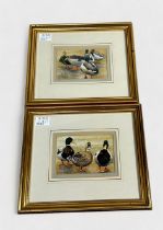 Marian Forster (20th century) ‘Posers’ and ‘Mallards’, signed, titled and dated 1992 to borders,