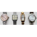 Four assorted ladies stainless steel wristwatches including two Citizen examples and a Victorinox