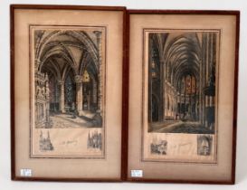 Charles Maurice (19th Century), a pair of hand-coloured etchings depicting the interior of a