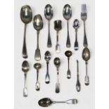 A small collection of assorted silver and silver-plated spoons and forks, gross weight of silver