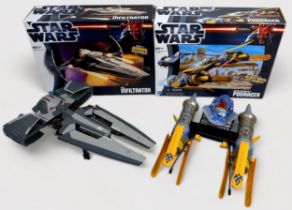 Six assorted boxed Hasbro Star Wars vehicles, speeders and fighter ships, comprising, Attack of