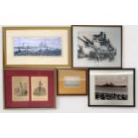 A collection of eight framed naval engravings, prints and lithographs, to include, a hand-coloured