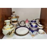 A Coalport part tea and dinner service, pattern Y3691, finished in blue and gold, together with a