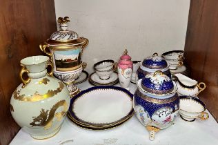 A Coalport part tea and dinner service, pattern Y3691, finished in blue and gold, together with a