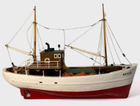 Three various model ships, comprising a made-up 1/50 scale hardwood and balsa model of a Fishing