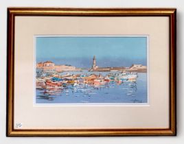 Garth Giffin, fishing boats in Mediterranian harbour, possibly Cote D'Azur, signed, watercolour on