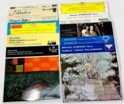 Eleven assorted Johannes Brahms compositions on 12" vinyl LP records, comprising, Otto Klemperer -