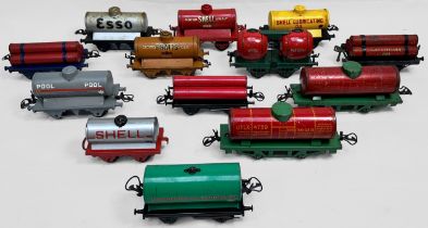 A collection of assorted Meccano Hornby ‘O’ gauge oil tankers, 12 loose and 1 boxed, including a