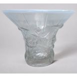 An Art Deco C.1930’s opalescent glass vase by Barolac, of cylindrical form with flared rim,