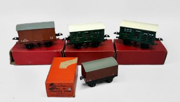 A collection of eleven assorted boxed Meccano Hornby ‘O’ gauge vans including Brake Van RS655, No.