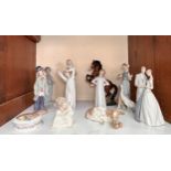 A collection of ten assorted ceramic figures, comprising Lladro, Beswick, etc., to include,