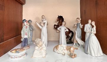 A collection of ten assorted ceramic figures, comprising Lladro, Beswick, etc., to include,