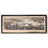 After H.W. Brewer. Bird's Eye View of Portsmouth Harbour, 35x96cm framed and acryllic glazed,