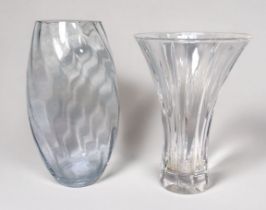 Two glass vases, one a Marquis example by Waterford, of waisted form, the other of ovoid form,