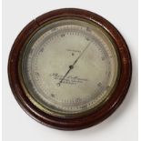 A late Victorian aneroid barometer by Short & Mason, 40 Hatton Garden, London, with silvered dial,