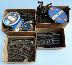 A very large collection of loose, mainly Hornby, ‘O’ gauge tin-plate rail track comprising,