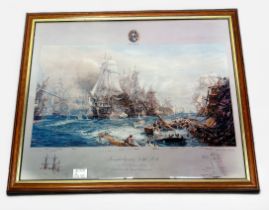 After W. L. Wyllie, ‘Trafalgar 2.30 pm’, print depicting the famous naval battle with key of the