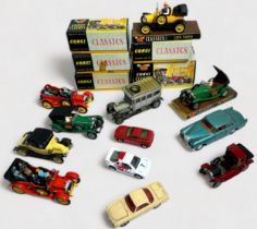 A small quantity of boxed and loose assorted die-cast scale model cars and other vehicles,