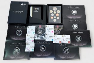 Seven Royal Mint London 2012 ‘A Piece of History’ sport collection silver 50 pence coins, sealed