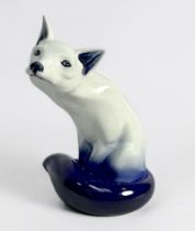 A Royal Doulton large blue 'Flambe' model of a seated fox, impressed number 102, 23cm high