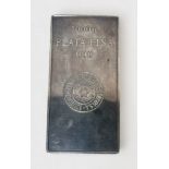 A 1000g solid PLATA FINA 999 silver bar, stamped 'Sociedad Espanola de Metales Preciosos S.A