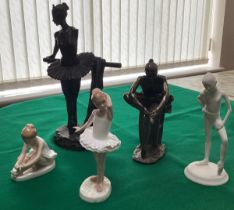 Five ballerina figures – 1) a bone china Royal Doulton ‘Little Ballerina’; a Royal Doulton ‘Ballet