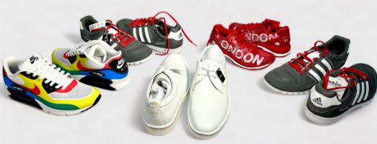 Four assorted pairs of London 2012 Olympic themed shoes, including, a pair of Nike Air Max Hyperfuse