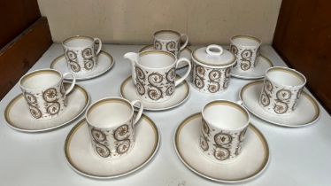 A Susie Cooper ‘Venetia’ pattern part coffee service, comprising, seven coffee cans, eight