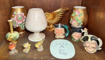 A quantity of assorted ceramics, comprising, Royal Worcester hand-painted bud vase (af), signed