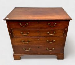 A 19th century mahogany secretaire chest of drawers, the top drawer opening to reveal a green